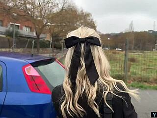 Blonde girl fucks me wildly in public street!