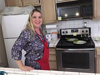 Milking Stepson in the Kitchen Before His Date