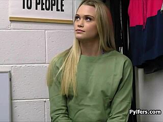 Hey officer, this blonde bikini teen thief will blow you good!