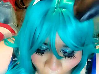 Transsexual Bunny Rides Cock in Cowgirl Position for Cumshot