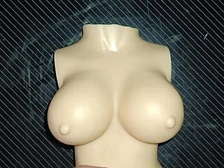 me playing with dolly's small tits for a hot handjob session