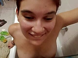 chiara gets a golden shower on her chest in bathroom scene