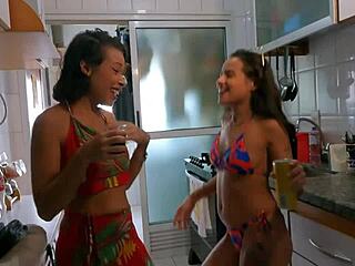 Brunette Latina MILF Kisses And Fucks In Public Outdoor Pool Revenge With Emo Natural Tits.