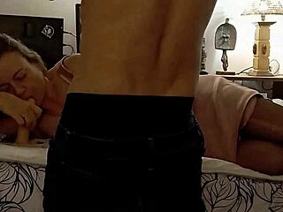 1146 - white slut in satin dress and thong stockings heels doggy style blowjob rimming