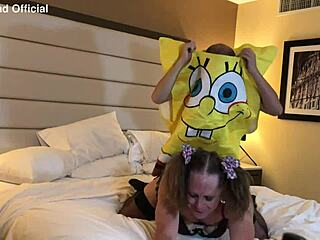 spongebob experiences intense pleasure fucking hot milf trans woman