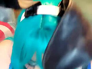 Transsexual Bunny Rides Cock in Cowgirl Position for Cumshot