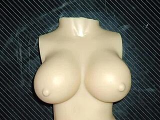 me playing with dolly's small tits for a hot handjob session