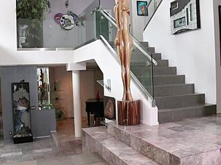 housesitting turns wild as brunette calls lesbian friend for dirty fingering fun