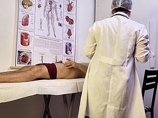 Patient can't resist getting hard during nurse's exam!