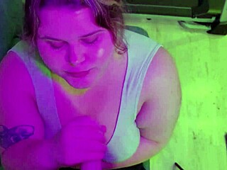 Watch this blowjob compilation where cum lands on the cute face and big tits of a pretty bbw teen. She reaches orgasm with natural tits bouncing.