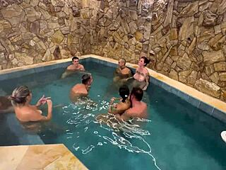 Wild Orgy with Friends in Motel Pool Turns Naughty