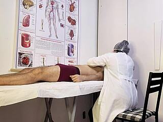 Patient can't resist getting hard during nurse's exam!
