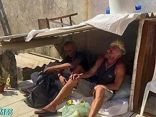 Latina slut rides homeless man passionately