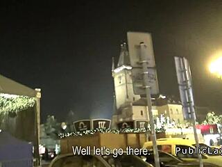 European brunette amateur gets hardcore public bang in outdoor pickup