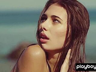 Shy teen Katrine Pirs slips out of her bikini