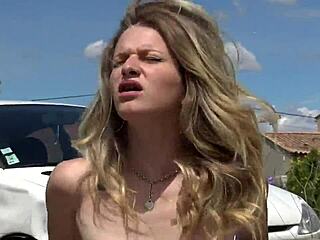 Getting frisky with a sexy blonde in a field after class!