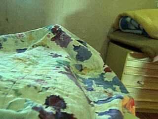 perverted stepmother shows stepson her hairy pussy pissing close-up