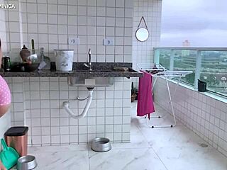 Hired maid in tight shorts gets fucked by boss