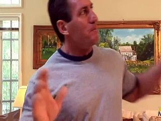 a knock on the door leads to steamy sex with big fake tits