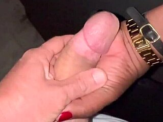 Cuckold films his wife getting creampie at glory hole in swing house