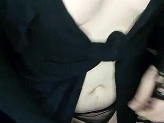 crossdresser with brunette in intimate encounter