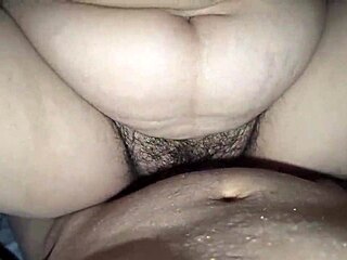 Hairy pussy housewife gets chubby ass gaping, blowjob, lick, facial, kissing beaver fuck.