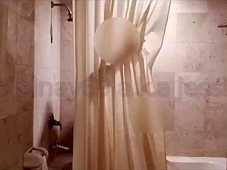 Chubby stepmom gets creampied in bathroom and outside the house with her puffy tits