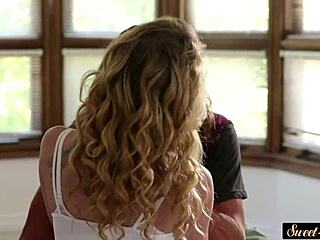 Petite stepsister rides stepbrother's cock