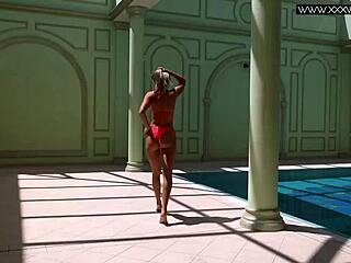 Look at this very hot russian pornstar mary kalisy bathing in the pool in bikini