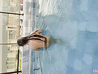 Blonde wife starts her day at the gym