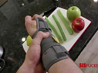 my ebony step sis is taking care of my broken bone and boner with blowjob and muff diving