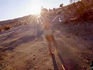 blonde milf ora young 18+ with big natural tits strips in desert heat