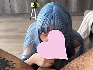 Evangelion Cosplay Rei Fucks Shinji With Deepthroat And Gagging