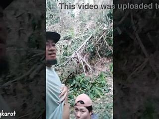 outdoor blowjob with big clit squirting!