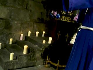 possessed blonde passionately licks perverted nun's tight pussy