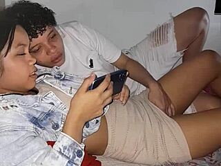 I catch my stepsister watching porn, make a bet, and we end up fucking hard