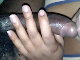 She strokes my black dick with a lot of spit.