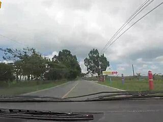 Fucking small sexy girl in moving car