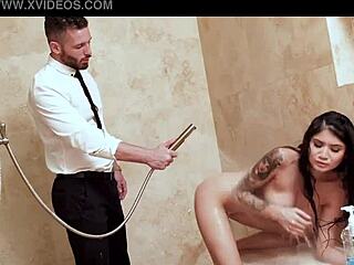 asian stepdaughter punished by daddys dick and belt in garage humiliation