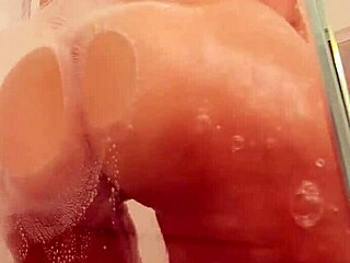 sara jay soaps her pretty bubble butt while riding solo with big tits