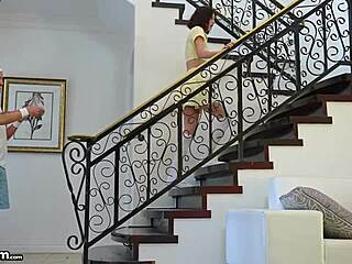 Tennis babe feels intense pleasure riding monster cock during break.