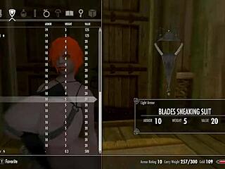 big booty redhead nude in skyrim, showing off her huge tits and ass