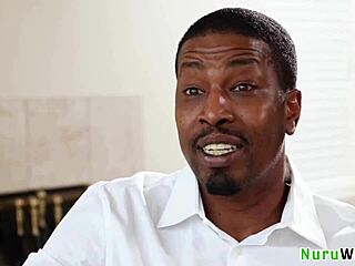 Amazing Busty Blonde Milf Masseuse Kenzie Taylor Gives Sensual Nuru Massage to Black Client Isiah Maxwell