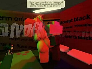 Blonde snowbunny explores Roblox with friends