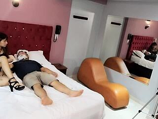 Oh my god, the uncle with the white beard still has it working, she sucks his cock and it gets hard!