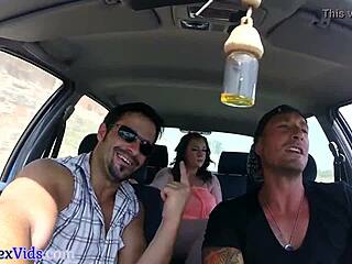 busty brit feels excited sucking cock publicly.