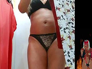 Hot Milf Voyeur In Changing Room, Showing Pussy And Big Ass