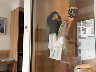 Stepsister forgets panties sharing bed for quickie fuck