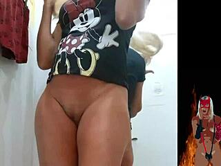 Hot Milf Voyeur In Changing Room, Showing Pussy And Big Ass