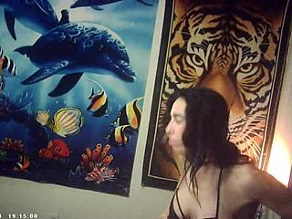 Behind the scenes, skinny Italian model feels the hardcore pound machine for the first time.